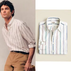 NWT J CREW Secret Wash cotton poplin shirt in Christopher White Multi stripe